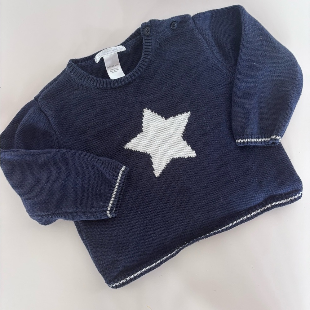 Janie and Jack Navy Blue Sweater with White Star